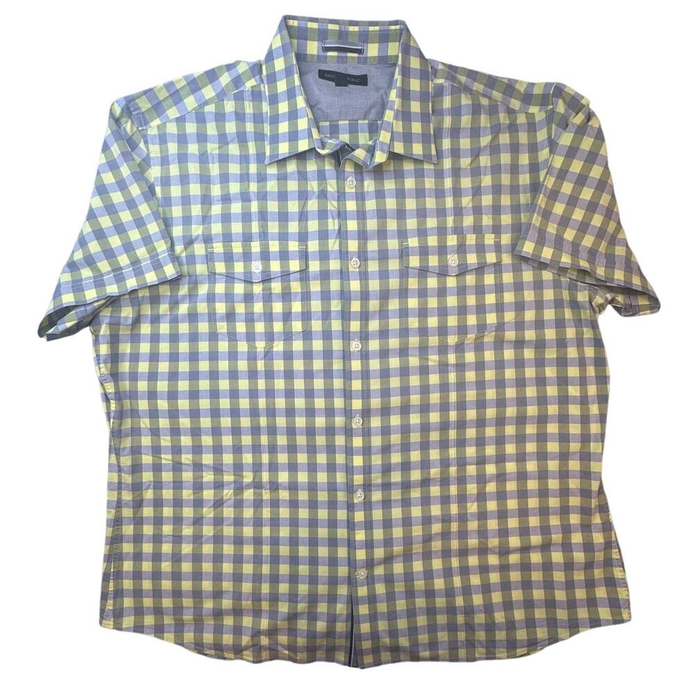 Banana Republic XL Gingham Utility Short Sleeve Plaid Button Down Boxy